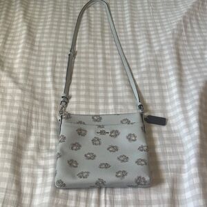 Coach Baby-Blue Floral Crossbody Bag leather
